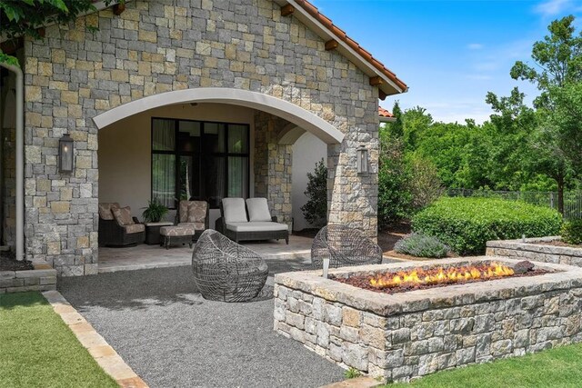 4400 NW 150th St, Oklahoma City, OK 73134 - view of patio featuring an outdoor living space with a fire pit