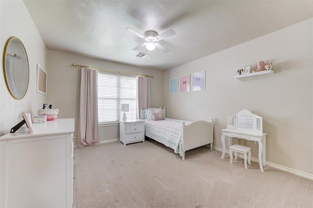 12360 Hidden Run Rd, Guthrie, OK 73044 - bedroom featuring light carpet, baseboards, and ceiling fan