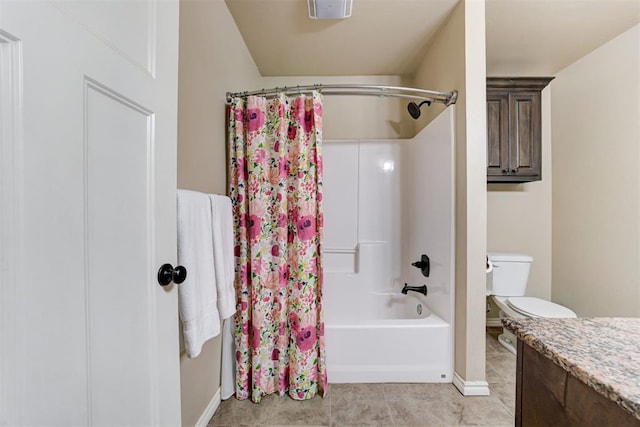 12360 Hidden Run Rd, Guthrie, OK 73044 - full bath with tile patterned floors, shower / bath combo, toilet, and baseboards