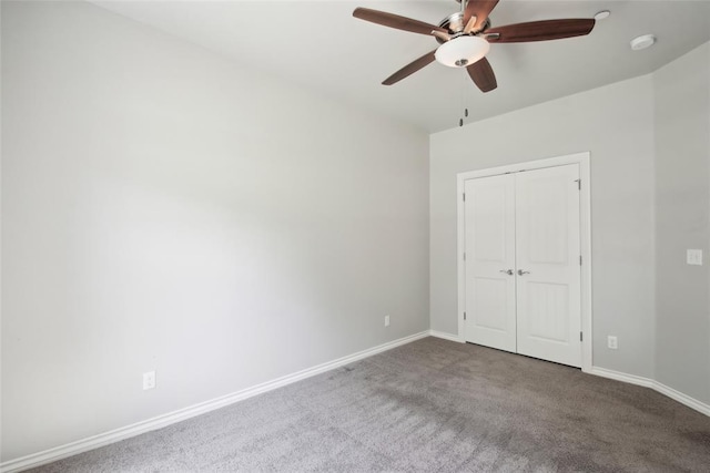 5625 Courtland Ln, Choctaw, OK 73020 - unfurnished bedroom with carpet, baseboards, a closet, and ceiling fan