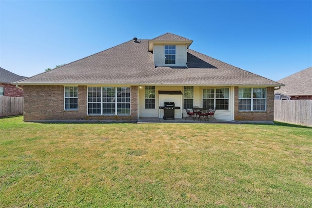 3005 Summit Hill Rd, Norman, OK 73071 - rear view of property with a patio area, brick siding, and a shingled roof