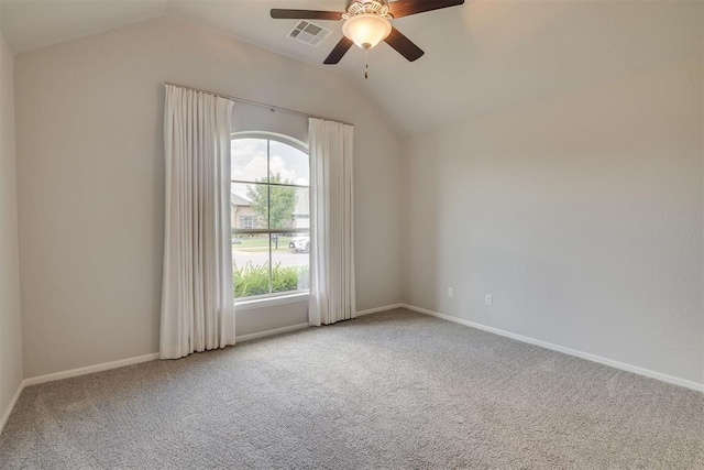6812 NW 149th St, Oklahoma City, OK 73142 - unfurnished room with lofted ceiling, ceiling fan, and carpet floors