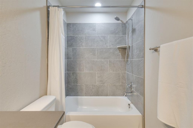 6812 NW 149th St, Oklahoma City, OK 73142 - bathroom featuring shower / bath combo with shower curtain and vanity