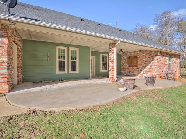 24051 Hester Cir, Washington, OK 73093 - rear view of property with brick siding, a patio, ceiling fan, and roof with shingles