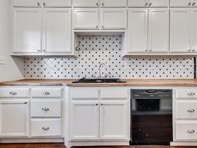 24051 Hester Cir, Washington, OK 73093 - kitchen featuring black dishwasher, a sink, and white cabinets