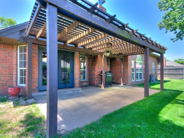 4105 Nailon Dr, Norman, OK 73072 - view of patio with a pergola, ceiling fan, and grilling area