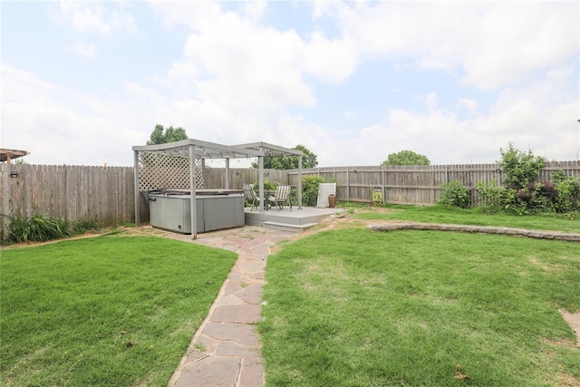 717 Vickery Ave, Yukon, OK 73099 - view of yard with a hot tub and a pergola