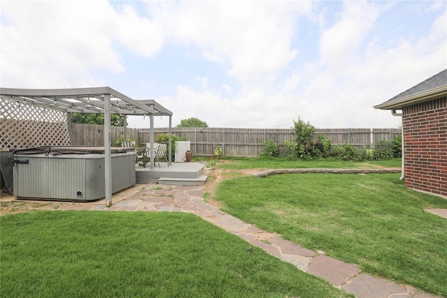 717 Vickery Ave, Yukon, OK 73099 - view of yard featuring a hot tub and a pergola