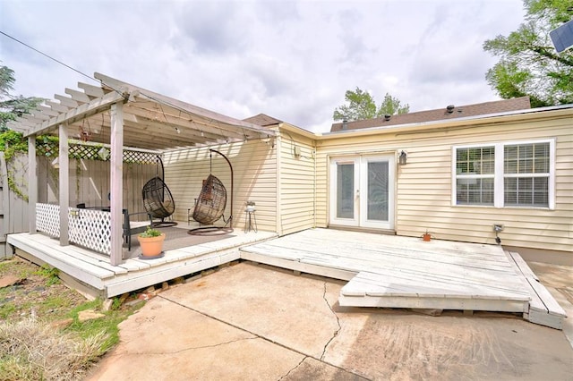 3104 NW 21st St, Oklahoma City, OK 73107 - wooden terrace featuring french doors and a pergola