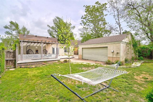 3104 NW 21st St, Oklahoma City, OK 73107 - view of yard with an outdoor structure and a pergola