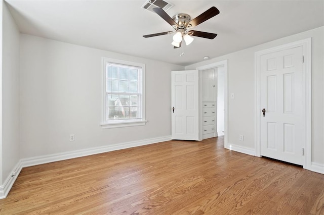 2321 NW 25th St, Oklahoma City, OK 73107 - unfurnished bedroom featuring light wood-style flooring, baseboards, and ceiling fan