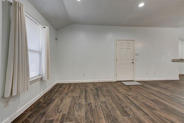 316 SW 4th Pl, Newcastle, OK 73065 - additional living space featuring dark wood finished floors, lofted ceiling, baseboards, and recessed lighting