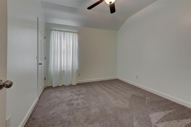 316 SW 4th Pl, Newcastle, OK 73065 - carpeted spare room featuring ceiling fan, vaulted ceiling, and baseboards
