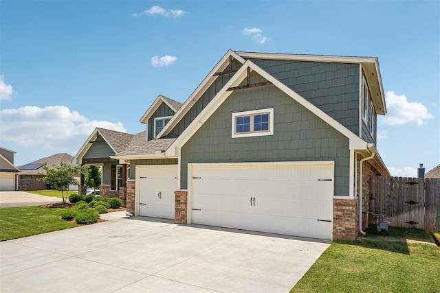 craftsman inspired home with driveway and board and batten siding