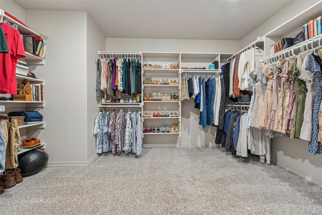 walk in closet with carpet