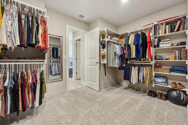 spacious closet with carpet flooring
