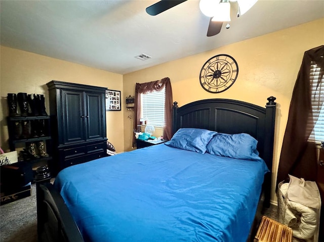 142 Skyline Dr, Chickasha, OK 73018 - carpeted bedroom featuring a ceiling fan