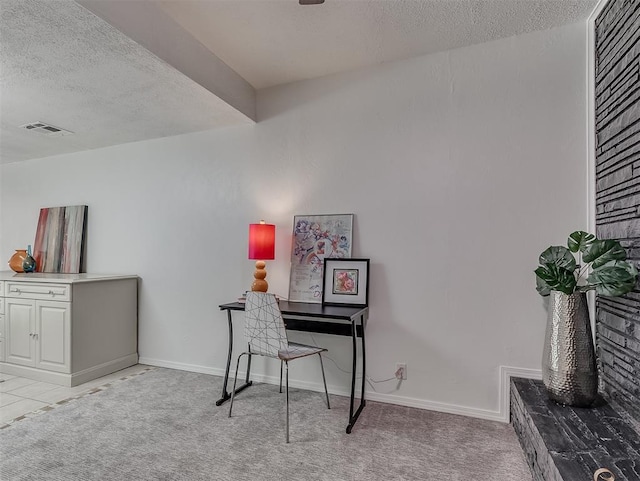 1738 Westchester Dr, Oklahoma City, OK 73120 - office space featuring a textured ceiling, light carpet, and baseboards