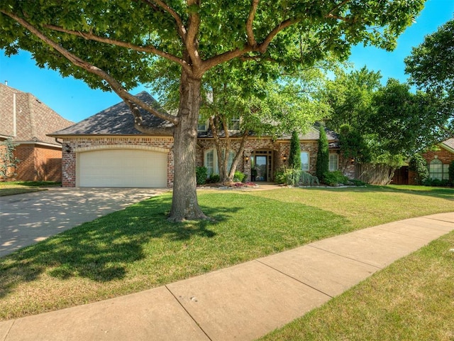 3605 Abbotsford, Norman, OK 73072 - view of front of home with brick siding, concrete driveway, a garage, and a front yard