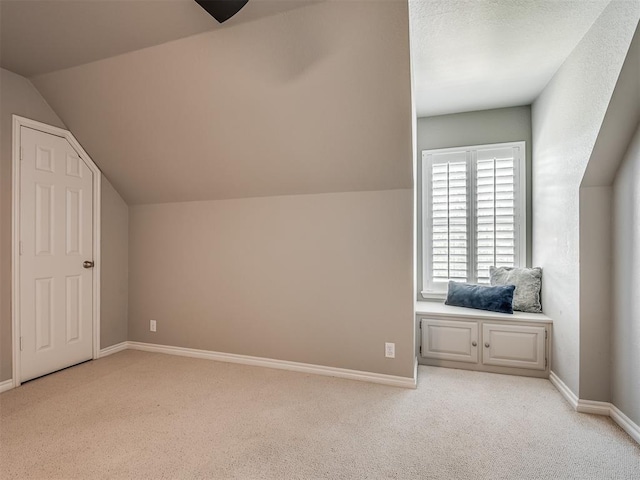 3605 Abbotsford, Norman, OK 73072 - additional living space featuring vaulted ceiling, light carpet, and baseboards