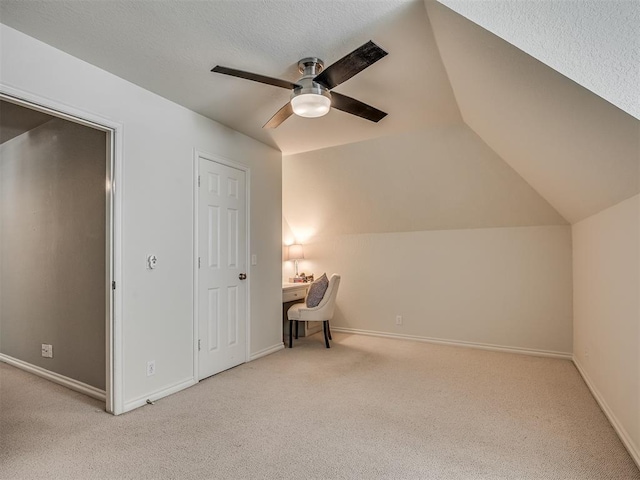 3605 Abbotsford, Norman, OK 73072 - additional living space featuring carpet, a ceiling fan, lofted ceiling, and baseboards