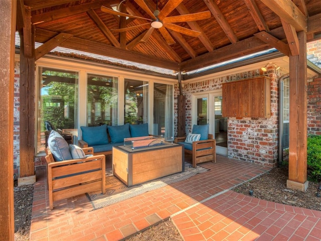 3605 Abbotsford, Norman, OK 73072 - view of patio featuring an outdoor living space and a ceiling fan
