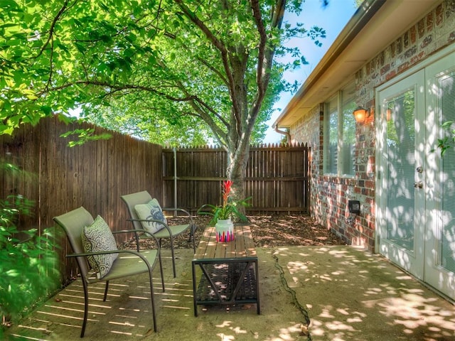 3605 Abbotsford, Norman, OK 73072 - view of patio / terrace featuring a fenced backyard and french doors
