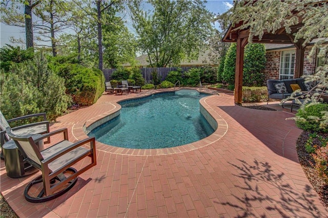 3605 Abbotsford, Norman, OK 73072 - view of pool featuring a fenced backyard, a patio area, and an outdoor hangout area