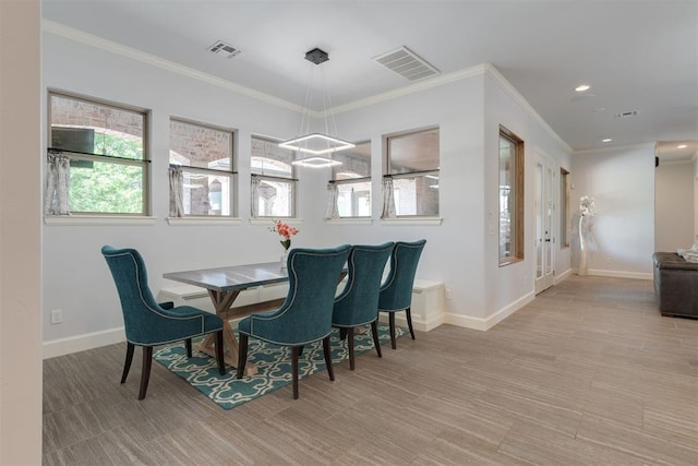 3419 Abby Ln, Newcastle, OK 73065 - dining space with ornamental molding, baseboards, and recessed lighting