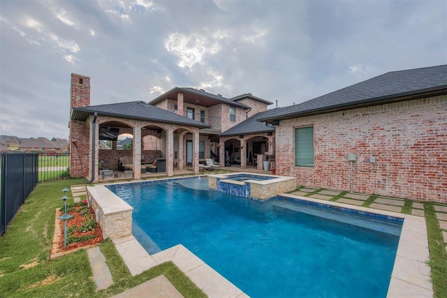 3419 Abby Ln, Newcastle, OK 73065 - view of swimming pool with a fenced backyard, a gazebo, a patio, and a pool with connected hot tub