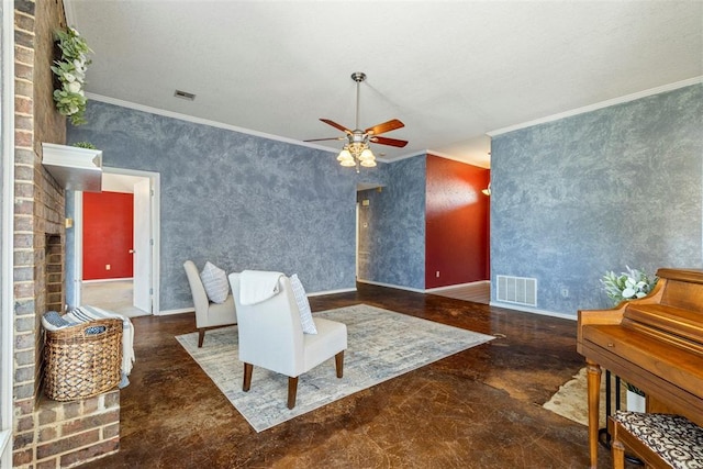 4917 Byron Cir, Yukon, OK 73099 - dining space featuring ornamental molding, a ceiling fan, and baseboards