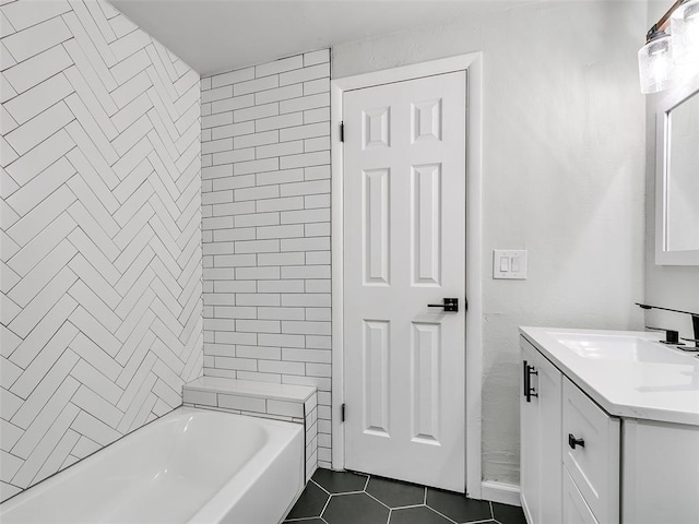 3325 NW 65th St, Oklahoma City, OK 73116 - bathroom with tile patterned flooring, vanity, and shower / washtub combination