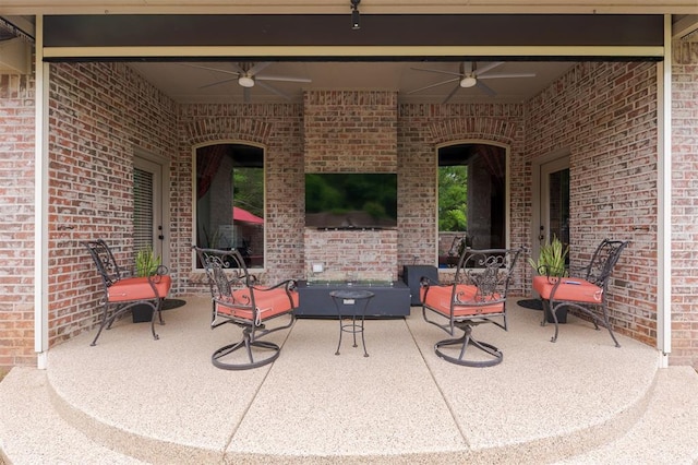 view of patio / terrace with ceiling fan