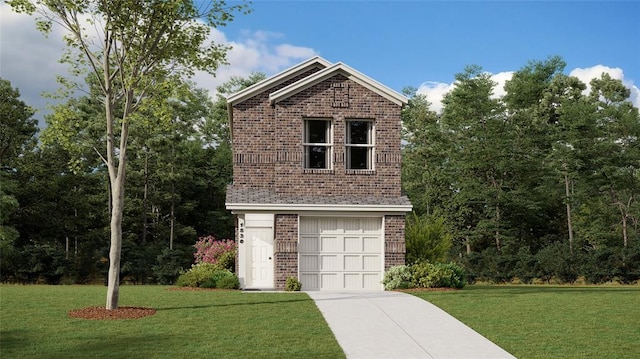 1942 Wolford Way, Norman, OK 73071 - view of front facade featuring brick siding, driveway, a garage, and a front yard