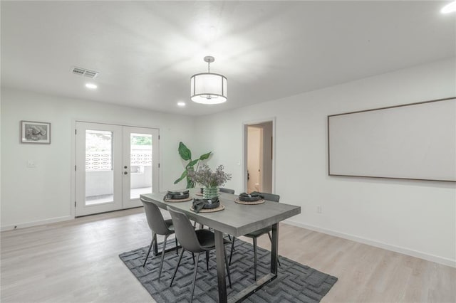 6212 N Utah Ave, Oklahoma City, OK 73112 - dining space with light wood-style floors, baseboards, french doors, and recessed lighting