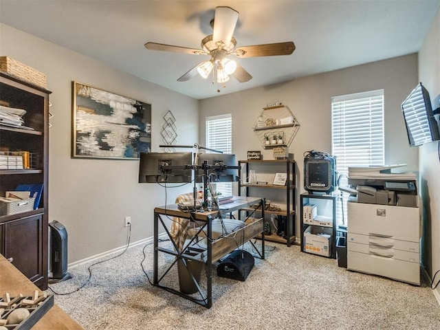 764 S Sara Rd, Tuttle, OK 73089 - office featuring a ceiling fan, carpet, and baseboards