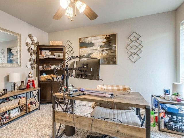 764 S Sara Rd, Tuttle, OK 73089 - office area featuring light carpet and a ceiling fan