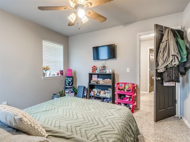 764 S Sara Rd, Tuttle, OK 73089 - carpeted bedroom featuring baseboards and ceiling fan