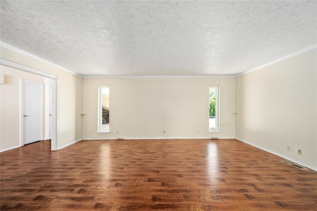 410 NW Taylor Ave, Piedmont, OK 73078 - spare room with wood finished floors, a textured ceiling, crown molding, and baseboards