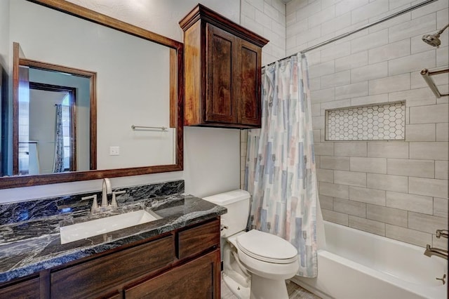 924 Regal Rd, Yukon, OK 73099 - bathroom with shower / bath combo, toilet, and vanity