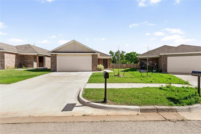view of front of house with brick siding, concrete driveway, an attached garage, and board and batten siding
