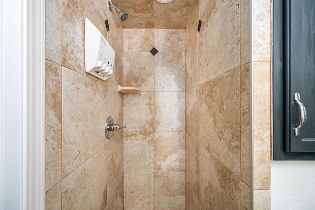 bathroom view of tiled shower