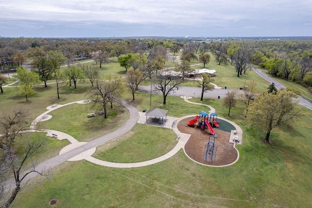 aerial overview of property's location with a community park
