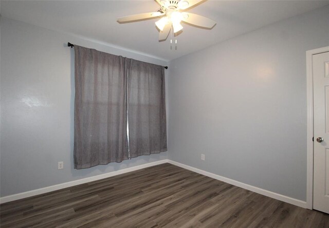 1016 N Louisa Ave, Shawnee, OK 74801 - empty room featuring wood finished floors, a ceiling fan, and baseboards