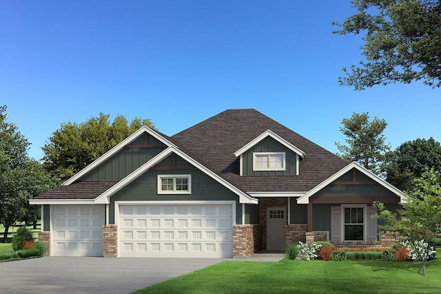 812 Halley Dr, Moore, OK 73160 - craftsman inspired home with driveway, a front lawn, a shingled roof, and a garage