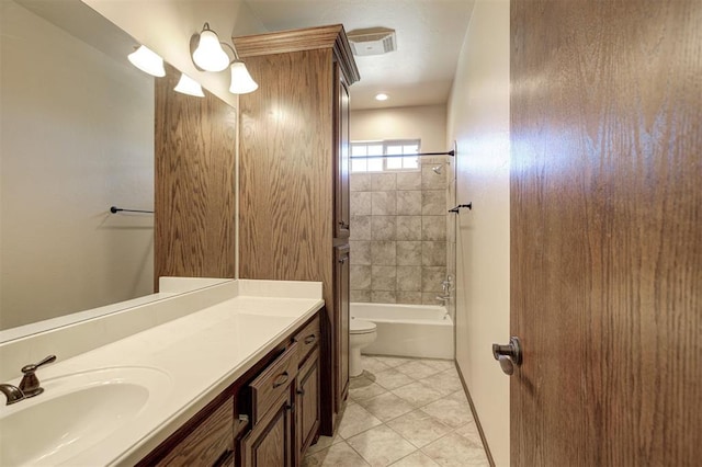 16371 Sandstone Cir, Choctaw, OK 73020 - full bath featuring tile patterned flooring, toilet, vanity, and shower / bathtub combination
