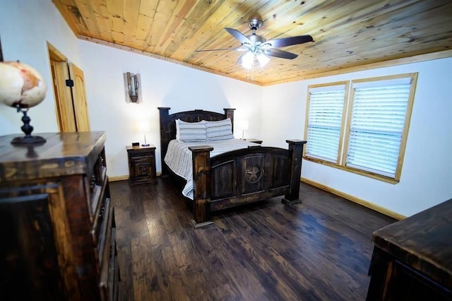 78 Lionfish Rd, Broken Bow, OK 74728 - bedroom featuring wood ceiling, dark wood finished floors, and baseboards