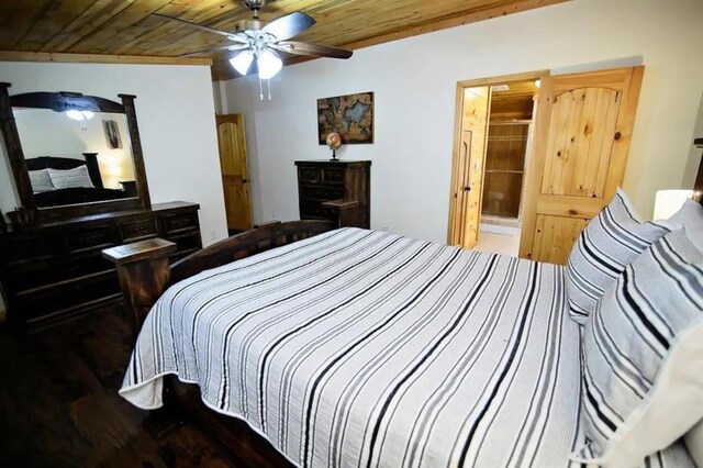 78 Lionfish Rd, Broken Bow, OK 74728 - bedroom featuring wood ceiling and a ceiling fan