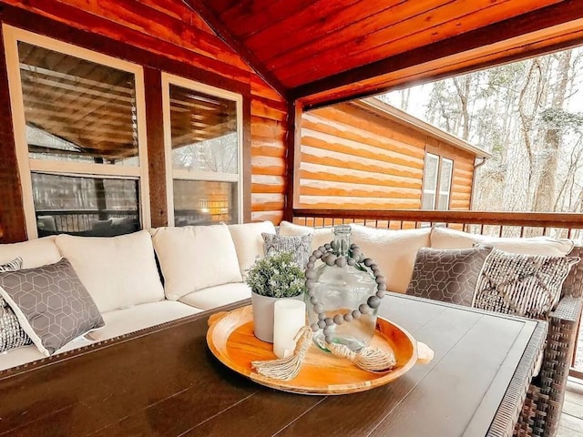 78 Lionfish Rd, Broken Bow, OK 74728 - sunroom featuring lofted ceiling and plenty of natural light