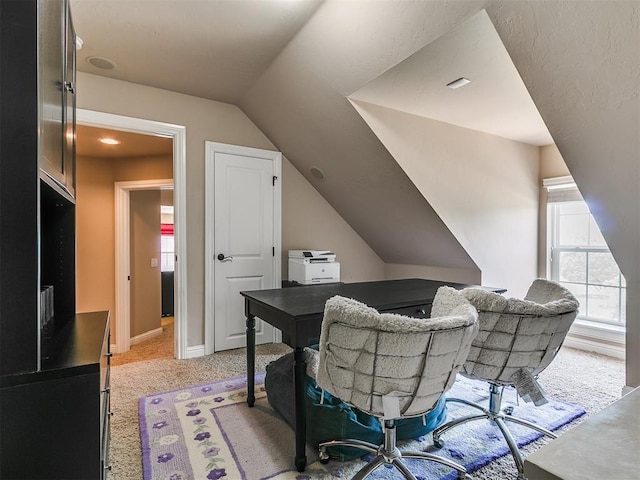 404 Nantucket Blvd, Norman, OK 73071 - office space featuring lofted ceiling, light colored carpet, and baseboards